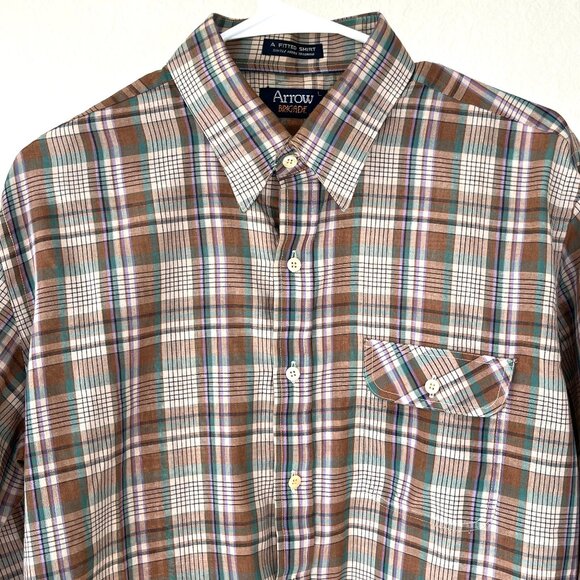 Arrow Brigade Long Sleeve Button Up Plaid Vintage Shirt Large - Picture 1 of 7